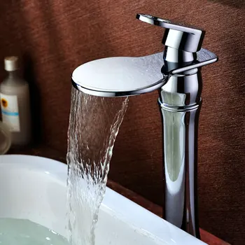 Europene de înaltă alamă solidă chrome cascada baie chiuveta de robinet de aur bazin de apă Caldă și rece mixer robinet robinet-3285