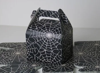 500pcs de păianjen cutie de bomboane de Halloween petrecere tematica cadou saci mâner favoarea cutii negre scene de masă decoratiuni evenimente