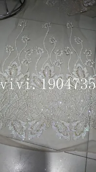 5yards HL151 alb nr.9 de aur lipite de mână print cu sclipici tul plasă de material pentru rochie de nunta/rochie de seara
