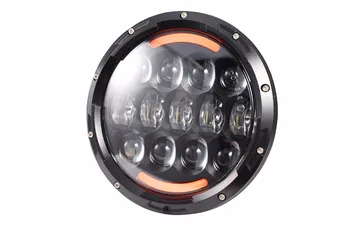 1buc 7Inch Rotund Negru H4, H13 faruri LED amber de cotitură în funcție de semnal pentru motociclete