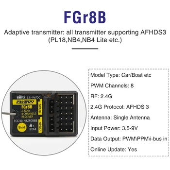 FlySky FGr8B 2.4 G 8CH Receptor PWM/PPM/m-bus de Ieșire pentru PL18 NB4 NB4 Lite AFHDS 3 Transmițător pentru RC Accesorii Auto