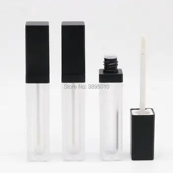 6ml formă pătrată mată crema de buze tub luciu de buze negru cu capac pentru buze ulei/luciu de buze cosmetice de ambalare F259,