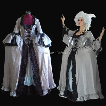 Adaptate!Royal Gri Costumele de Epocă Ducesa Printesa război Civil 18 Curtea Belle Marie Antoinette ROCHIE Victoriană rochii HL-368