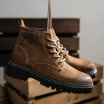 Designer de brand de moda pentru bărbați cizme de cowboy de vacă din piele pantofi platforma în aer liber desert boot frumos glezna botas masculinas