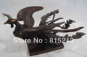Transport gratuit bi00358 China Royal Palae Cupru Bronz Feng Shui Norocos Zbura vrabie Pasăre Phoenix Statuie