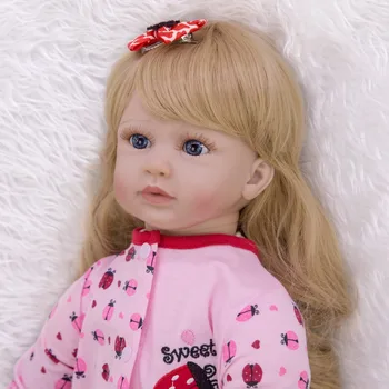 60 cm minunat renăscut fată copilul Silicon Moale Vinil Baby Doll Realiste Papusa Printesa Cu Parul Blond Fete bonecas renăscut cadou