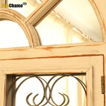În stil European, Oglindă de Perete Ornamente Pastorală Vechi Agățat de Perete Fereastră Falsă Living Oglinda Retro de Perete Decorative Homestay