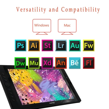 Digital tabletas H16 Cm 92%NTSC Desen Grafic Tableta Monitor Pen display cu Tilt-Suport Baterie-Gratuit 8192 Presiune Stilou