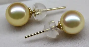 Charming110-11.5 mm south sea natural de aur rotund cercel de perla 18/ k