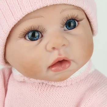 NPK PAPUSA Reborn Copil Drăguț Fată Vinil Moale de 22 inch Maro Mohair Cadou de Crăciun Pentru Copii tovarăși de joacă de Colectare de Jucării bebe renăscut