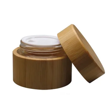 30G Crema Borcan de Înaltă Calitate Bambus Sticlă Sticlă de Linie Flacon Gol Reîncărcabile Sticlă Cremă de față Oală Cosmetice Recipiente de Sticle