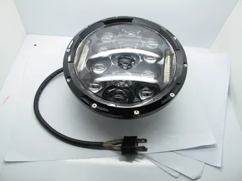LED LUMINA de LUCRU cu Capac Negru de 7 Inch C r 75W Hi/ Lo LED-uri Auto Faruri DRL 12V 24V de Conducere de șef de Lumină Pentru Jeep Wrangler CJ TJ JK