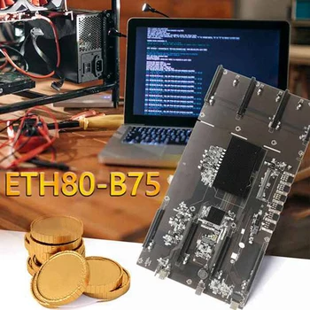 ETH80 B75 BTC Mining Placa de baza+8X6PIN la Dual 8pini Cablu+G1610 CPU 8XPCIE 16X LGA1155 Suport 1660 2070 3090 RX580 GPU