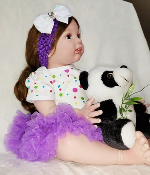 Renăscut Baby Dolls Pânză Corpul Silicon 24 inch Silicon Moale Vinil Jucărie Realist Copii Copilul Ziua de nastere Cadou de Crăciun Pentru Copil