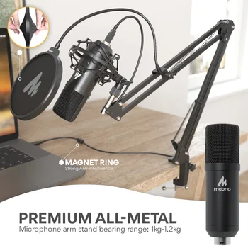Sensibilitate ridicată profesional audio microfon cu condensator electret pentru cântând& podcasting
