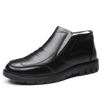 2021 Noi de Iarna Cald Pantofi de Zăpadă Pantofi pentru Bărbați Cizme Tatăl Moda Casual, Cizme Plate Non-alunecare de Glezna Cizme Lână Piele naturala Cizme