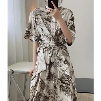 Retro Marmură Tipărite Designer Tricouri Femei 2021 Vară Stil Coreean Liber Casual Maneca Scurta Bluza Femei Haine De Lucru Tricou Subțire