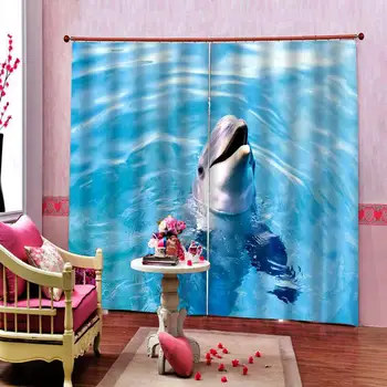 Tratament fereastra 3D Perdele delfin Lume Subacvatică de Imprimare Perdele Pentru Dormitor Copii Draperii Moderne