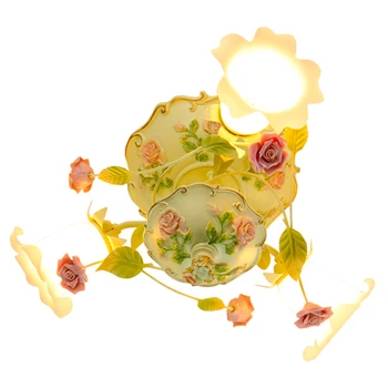 Gradina stil cald, romantic ceramică floare trandafir abajur de sticla living lumina plafon