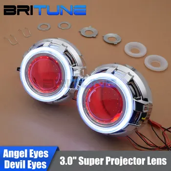 Britune Masina Obiectiv Angel Devil Eyes Bi-xenon Proiector 3.0 inch Metal Lentile H1 LED ASCUNS Lumini H4 H7 Faruri Accesorii Tuning
