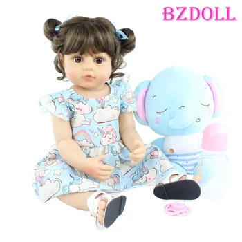 Populare 55cm/48cm Plin de Silicon Renăscut Baby Doll Pentru Fată Drăguță Nou-născut Copilul Bebe Boneca Copil Ziua de nastere Cadou Jucaria