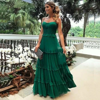 Decent Verde Rochie de Seară 2020 Curele vestidos de fiesta Deformare Sifon halat de serată Straturi Niveluri Noi de Rochii de Bal
