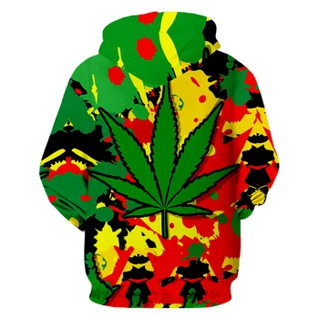 CJLM 3D Rosu Verde Hoodies Zip Om Creativ Hip Hop Tendință Hanorac Barbati Imprimate Frunze Colorate Amuzant de Dimensiuni Mari cu Fermoar Haina