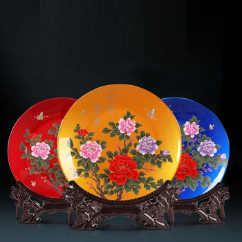 Bujor Decorative De Mari Dimensiuni Placă De Cristal Glazura Ceramica Ornament Cabinet Vin De Artizanat Camera De Zi