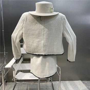 Noul Brand Design Original 2021 Moda Celebritate Contrast Tweed, Blana Scurta + de Înaltă Talie Subțire în formă de Fustă Externe Costum Stil