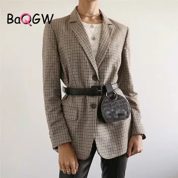 BaQGW Femei Carouri Toamna 2 Bucata Set Blazer+Fustă cu Talie Înaltă Doamnă Birou Sacou Fusta Costume Vândut Separat Femei 2ps Utilaje