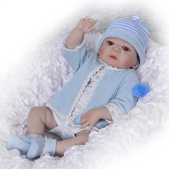 23 inch full silicon baby renăscut copilul papusa băiat în tricotat haine bebe papusa reborn bonecas copii cadou