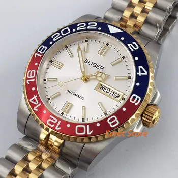 Bliger Noi 40mm ceas Cristal Safir Data Luminos alb dial din Oțel Inoxidabil caz NH36A Automat mechanical Ceas de Bărbaților