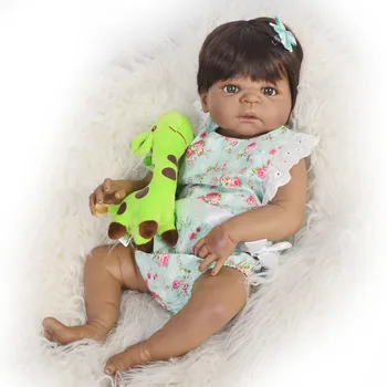 Nou-născut Negru Renăscut Baby Doll Simulare Vinil Moale de silicon Copii Fidele Păpuși Fete bebe cadou renăscut bonecas realista