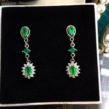 KJJEAXCMY boutique de bijuterii argint 925 incrustat naturale de smarald bijuterii femei cercei suport de detectare a