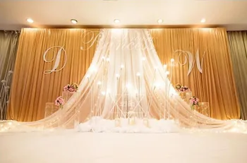 Lux 3*6m 10ft*20ft matase de gheață nunta de aur fondul cortina cu fire albe Stadiul Propunerii de Moda Decora Cortina, Cortine