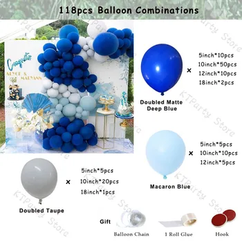 118pcs Macaron Balon Albastru Ghirlanda Decor Nunta Dublat Mat Albastru Balon Arc Kit de Petrecere Copil de Dus Ziua Decor