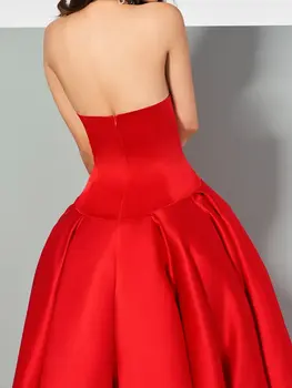 2020 Eleganta Rosie fara Bretele Ridicat Scăzut Rochie de Seara Asimetrica de Moda din Satin de Bal Formale Rochii vestidos de noiva
