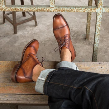 Cizme Martin High top din Piele Pantofi din piele Stil Vintage Mens Boot de Agrement